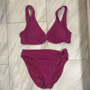 Old Navy Pink Magenta Bikini with Mid Rise Bottoms